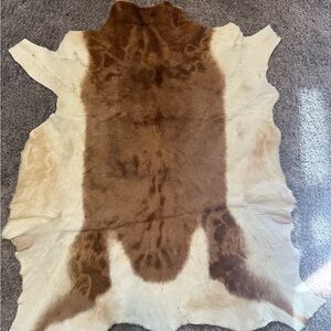 Genuine Brown and Cream Cowhide Rug 42x30